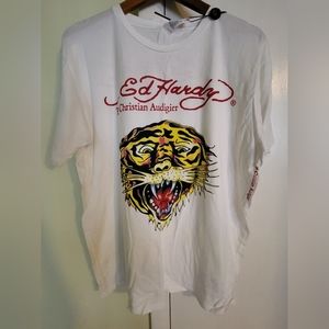 NWT Men's Ed Hardy Tiger White T-Shirt Sz XL
